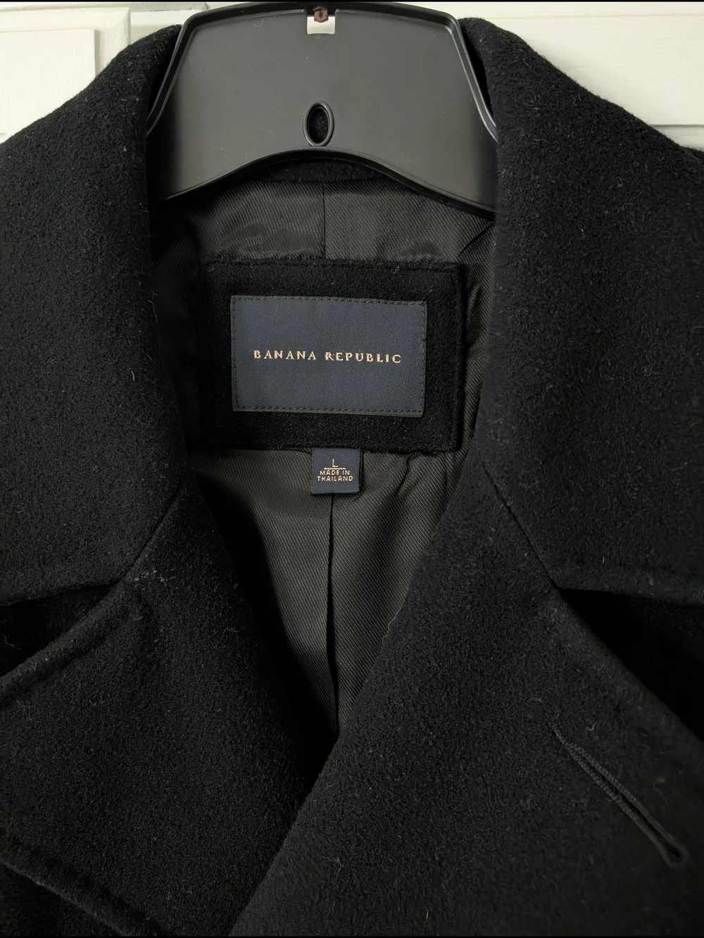 BR Classic Wool/Cashmere Men's Double Breasted Black Peacoat L